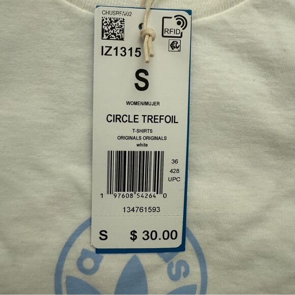 Adidas Circle Trefoil T-Shirt White IZ1315 Women’s Size Small - Picture 4 of 8